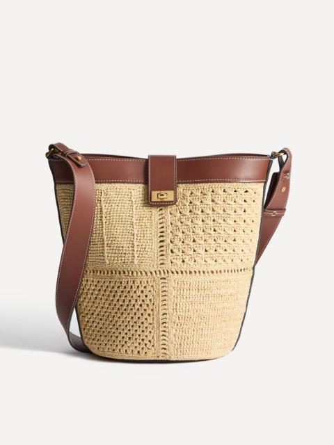 Anya Hindmarch Patchwork Raffia and Leather Bucket Bag