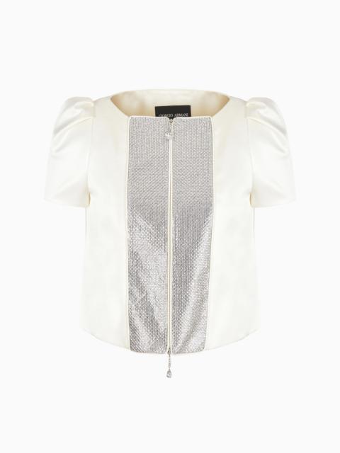 GIORGIO ARMANI Short silk jacket with rhinestone pavé