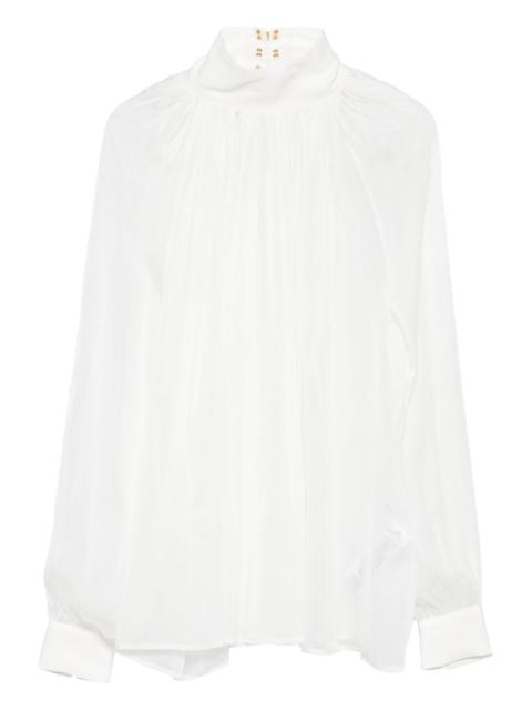 ELISABETTA FRANCHI high-neck gathered silk top