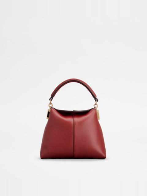 Tod's TOD'S T CASE TOTE MESSENGER BAG IN LEATHER MICRO - BURGUNDY