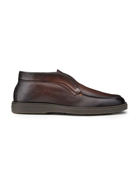 Santoni Men's dark brown tumbled leather desert boot