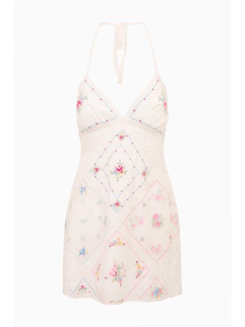 LoveShackFancy Elira Embroidered Patchwork Mini Dress