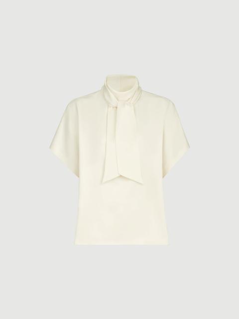 Brunello Cucinelli Silk satin high-neck t-shirt with monili