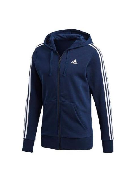 adidas Stripe logo Sports Hooded Jacket Blue S98787