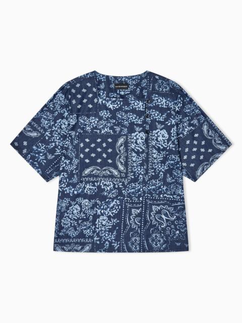 EMPORIO ARMANI BANDANA PRINT CHAMBRAY BLOUSE