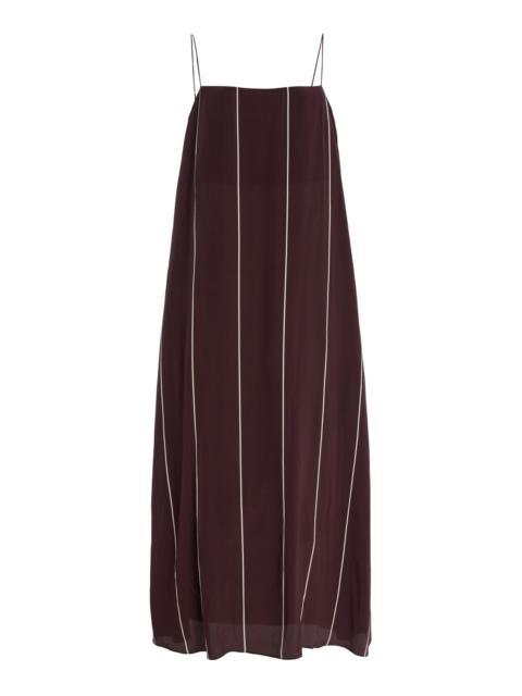 BONDI BORN® Orta Striped Silk Maxi Slip Dress brown