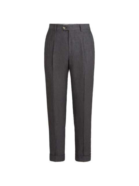 Brunello Cucinelli pleat delave linen trousers