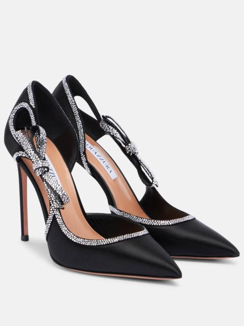 AQUAZZURA Soave Crystal 105 embellished satin pumps