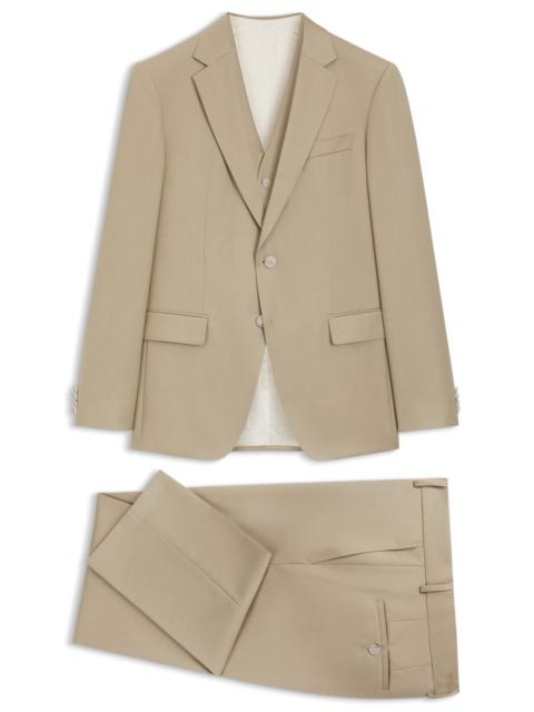 BOSS THREE-PIECE SLIM-FIT SUIT IN VIRGIN-WOOL SERGE