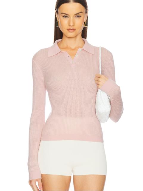 Long Sleeve Shrunken Cashmere Polo