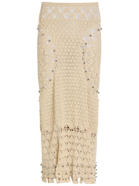 rabanne Rabanne Bead-embellished Crochet Cotton Midi Skirt