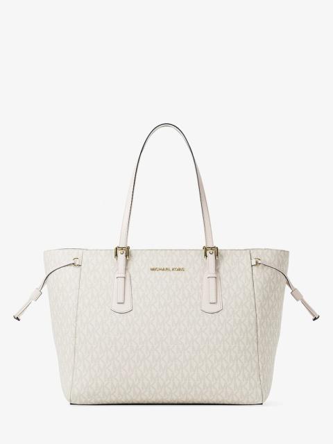 MICHAEL KORS Voyager Large Signature Logo Top-Zip Tote Bag