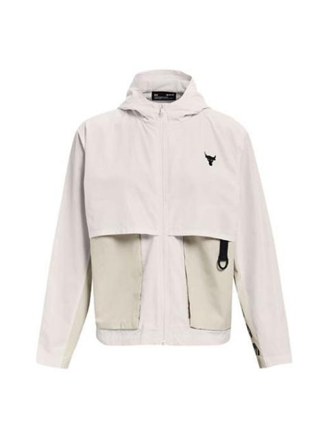 Under Armour (WMNS) Under Armour Project Rock Woven Hooded Jacket White 1361076-112