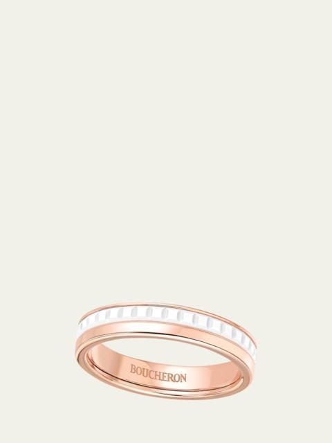 Boucheron Quatre Wedding Band in Pink Gold with White Ceramic