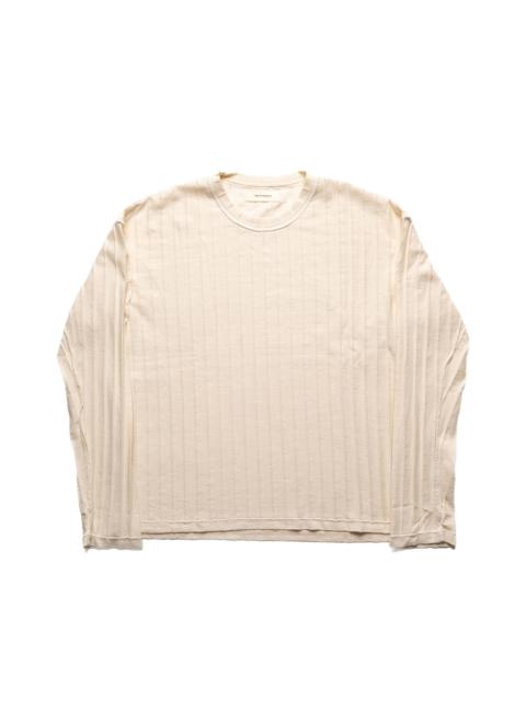 mfpen Round Neck Sweater - Ecru Inverted Ajour Stripe
