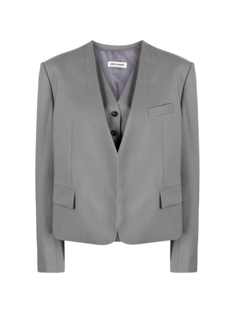 LOW CLASSIC V-neck wool vest and blazer set