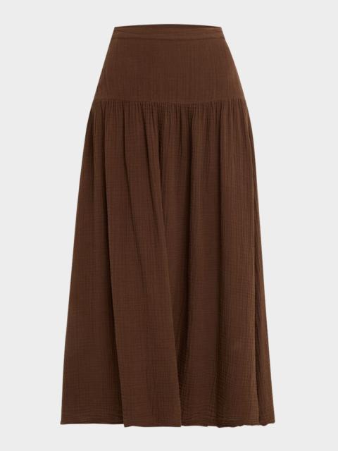 XÍRENA Evelyn A-Line Cotton Gauze Midi Skirt