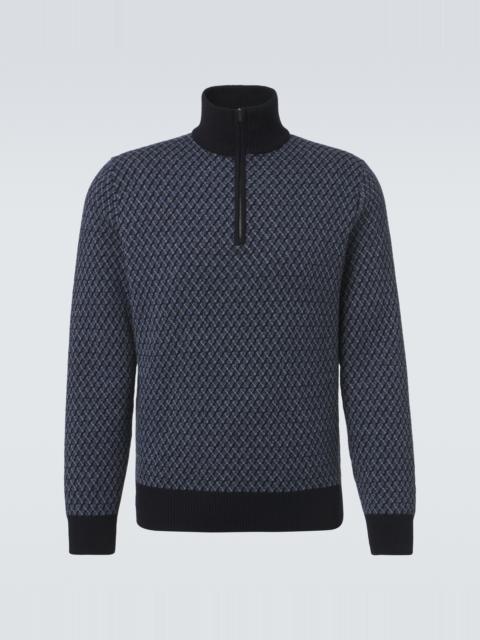 AGNONA Cashmere, wool, and silk half-zip sweater