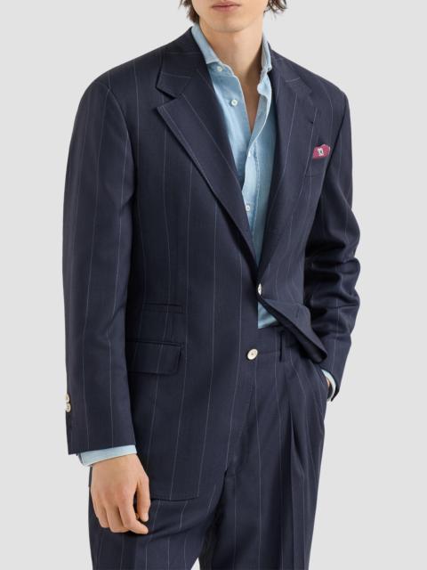 Brunello Cucinelli Men's Virgin Wool Chalk Stripe Tailor Blazer - Navy Blue