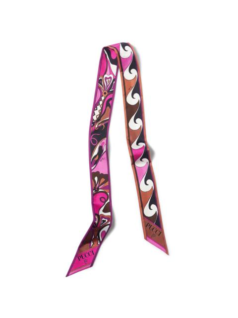 Orchidee-print silk scarf