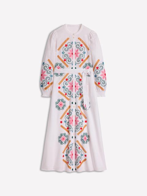 BODEN Ruby Linen Blend Shirt Dress-White Embroidery