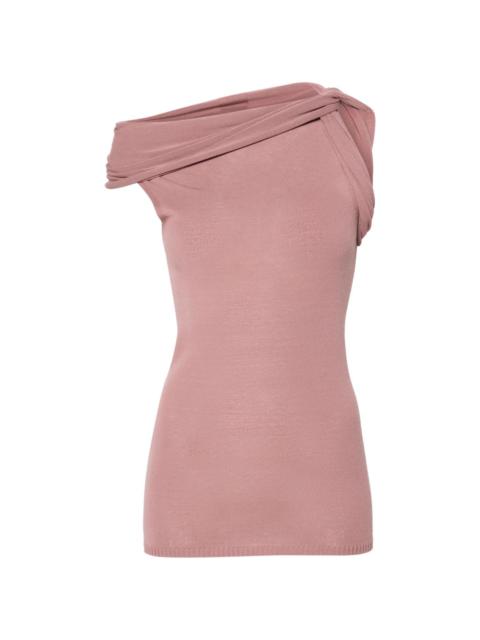 Rick Owens twisted-neckline knitted tank top