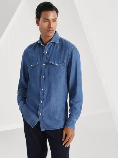 Brunello Cucinelli Lyocell lightweight denim easy fit Western shirt