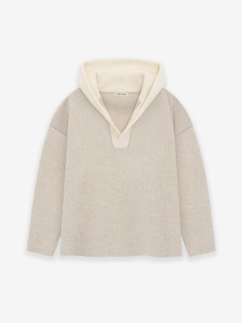 Wool V-Neck Hoodie