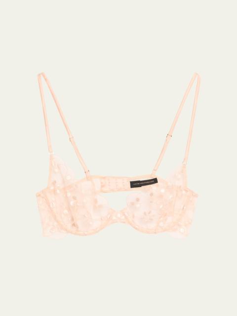 KIKI DE MONTPARNASSE Rosette Embroidered Demi Bra