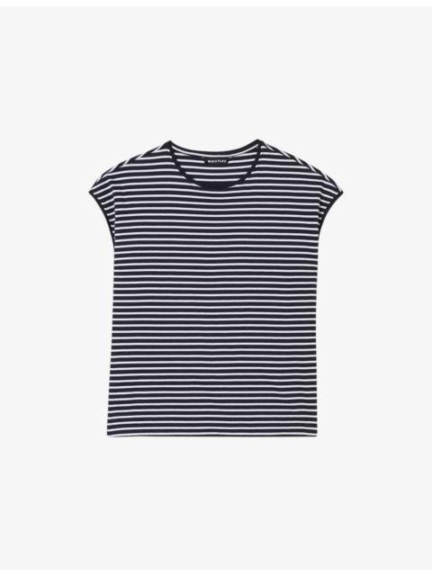 WHISTLES Striped Cap-Sleeve Cotton T-Shirt