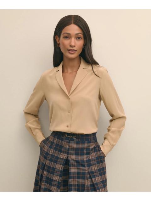 Brooks Brothers Silk Crepe Notch-Collar Blouse