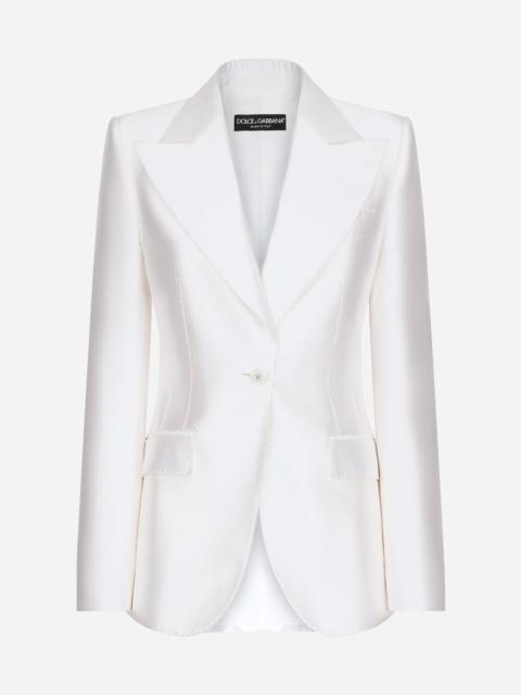 Single-breasted Mikado silk Turlington jacket