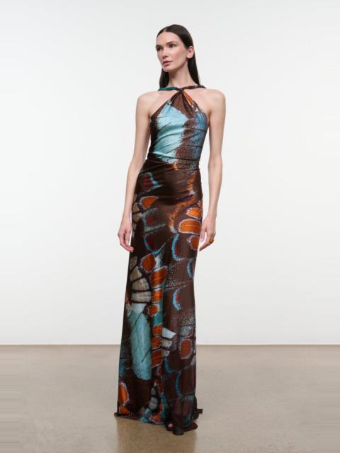 STAUD STAUD CHARLI SILK DRESS BUTTERFLY SKY