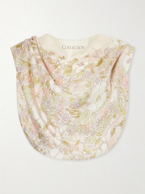 Calvin Klein Collection Floral-print Silk Cropped Tank
