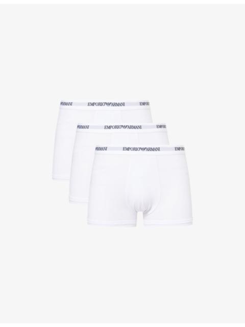 EMPORIO ARMANI Branded-Waistband Pack Of Three Cotton-Jersey Boxer Briefs