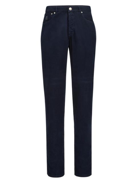 Brunello Cucinelli Men's Garment Dyed Five Pocket Italian Fit Trousers - Navy Blue