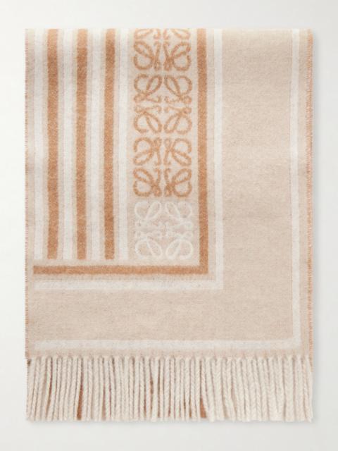 Loewe Fringed Wool And Cashmere-blend Jacquard Scarf