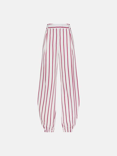 THE ATTICO "REY" WHITE WITH RED STRIPES LONG PANTS