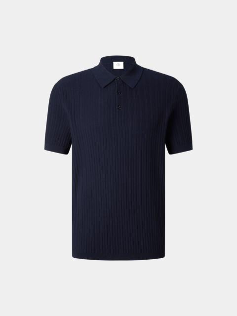 BOGNER Tobias knitted polo shirt in Navy blue