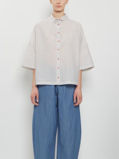 apuntob Three-Quarter Sleeves Cotton Silk Shirt