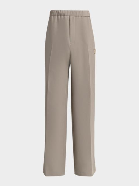 AMIRI Men's Logo Patch Wide-Leg Stretch Trousers