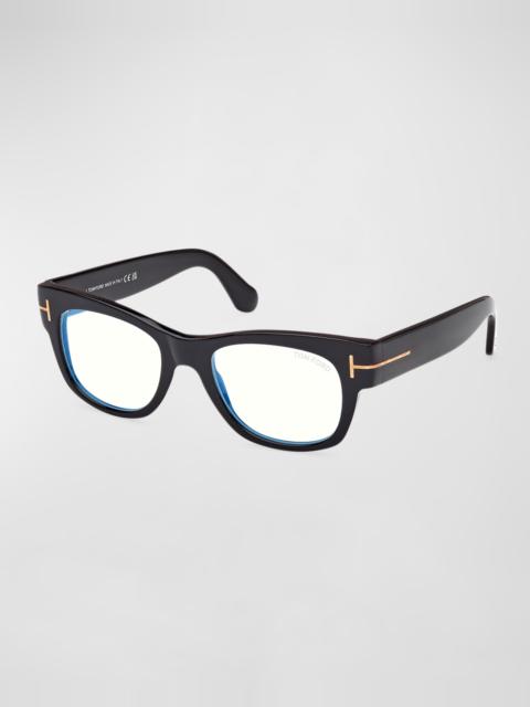 TOM FORD Men's Acetate Square Blue Light Blocking Glasses