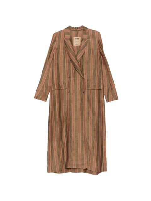 UMA WANG Camelot striped double-breasted coat