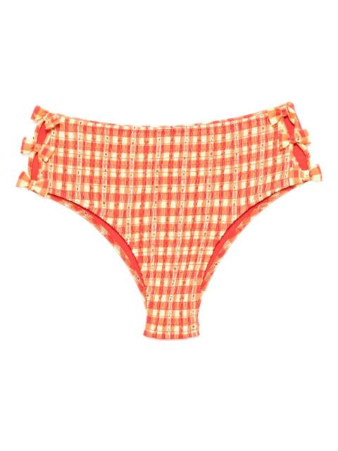 DAMSON MADDER. shirred bow-embellishment bikini bottoms