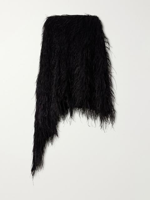 SHARON WAUCHOB Feathers-embellished silk cape Black