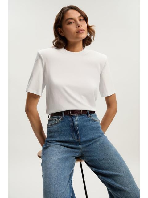 KAREN MILLEN Power Shoulder Jersey T-Shirt