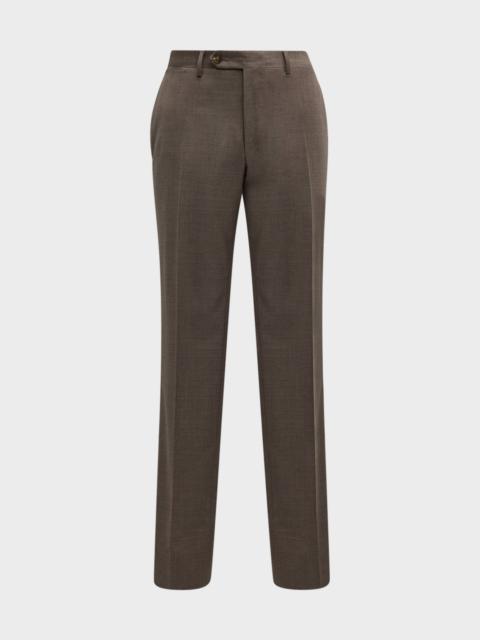 Canali Men's Melange Wool Flat-Front Pants