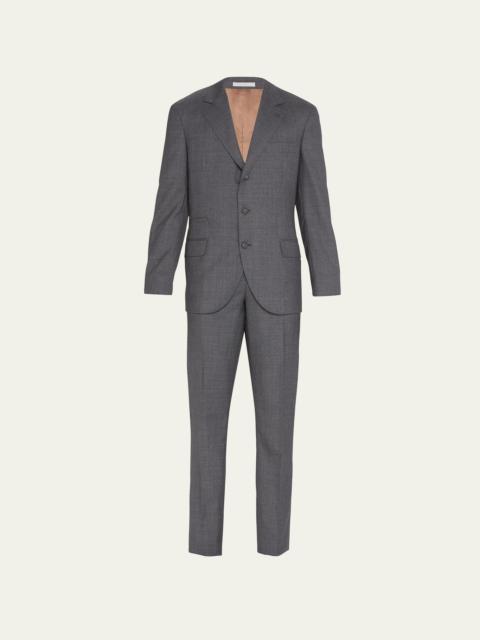 Brunello Cucinelli Rustic Solid Two-Piece Wool Suit