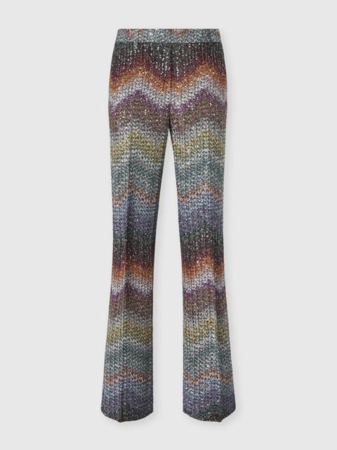 Missoni Viscose Lamé Straight Trousers with Sequins