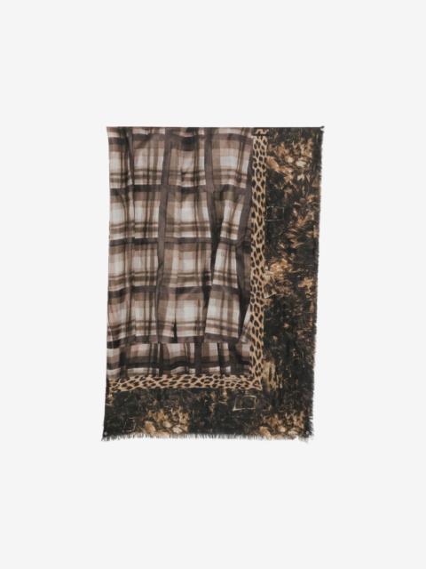 Pierre-Louis Mascia check-print leopard-pattern scarf
